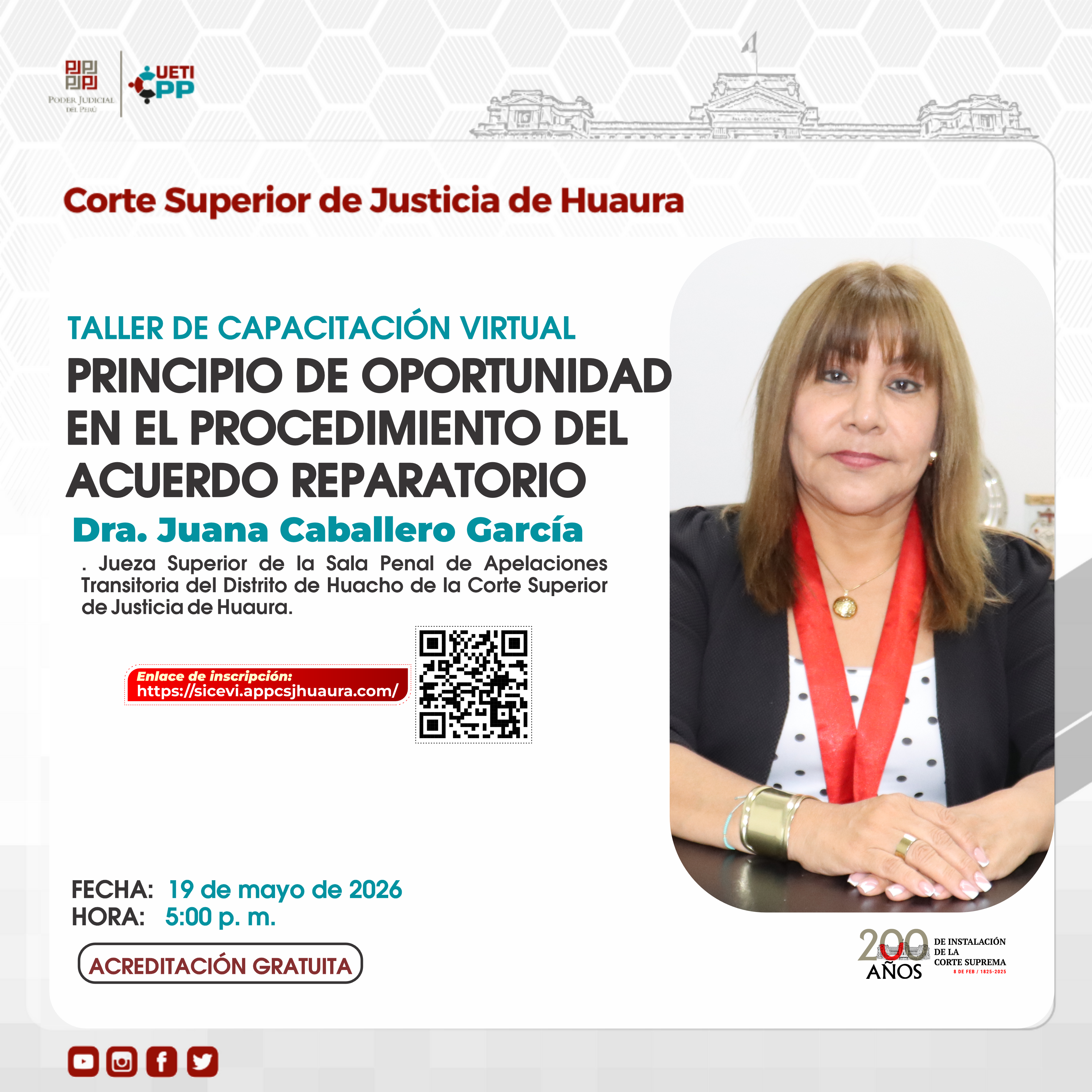 TALLER DE CAPACITACIÓN VIRTUAL PRINCIPIO DE OPORTUNIDAD EN EL PROCEDIMIENTO DEL ACUERDO REPARATORIO